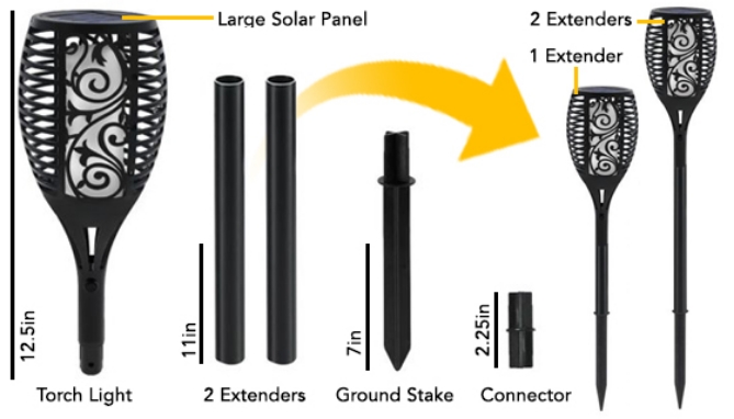 WOW is what you'll say the moment you see this Solar Flickering Torch Light. It features the flickering LED technology that gives off the look of a real flame.