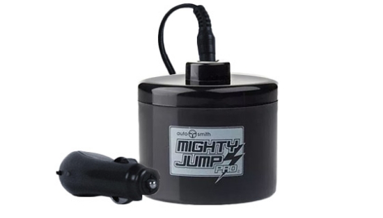 The Mighty Jump Pro is a rechargeable, reusable vehicle jump starter for your dead battery.