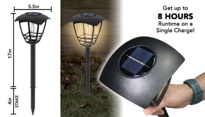 Picture 2 of 2-Pack of Solar Stake Lights w/ Vintage Style LED Bulb