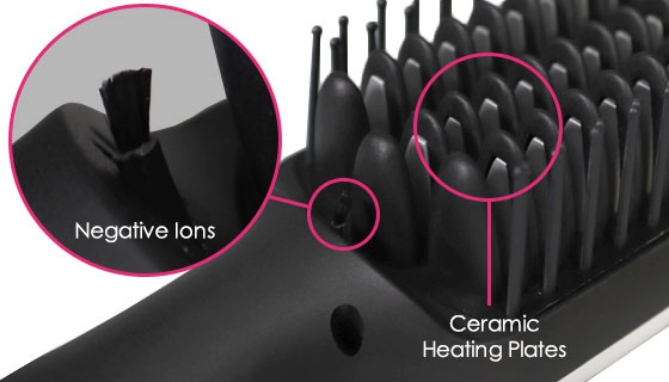 Picture 3 of 2-in-1 Ionic Hair Brush and Straightener with LCD Digital Temperature Display