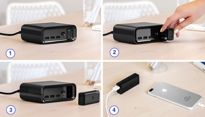 Picture 2 of Ultimate Charging Station With AC Outlets, USB Ports, And Power Bank