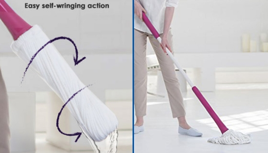 Nobody likes mopping the floor... Why not make it easier with the New Miracle Mop by Joy Mangano.<br /><br />
 
Built with Special Helix Self-Twisting technology, this mop can actually wring itself out! No more getting all that dirty, smelly, grimy and chemical filled water all over your hands.