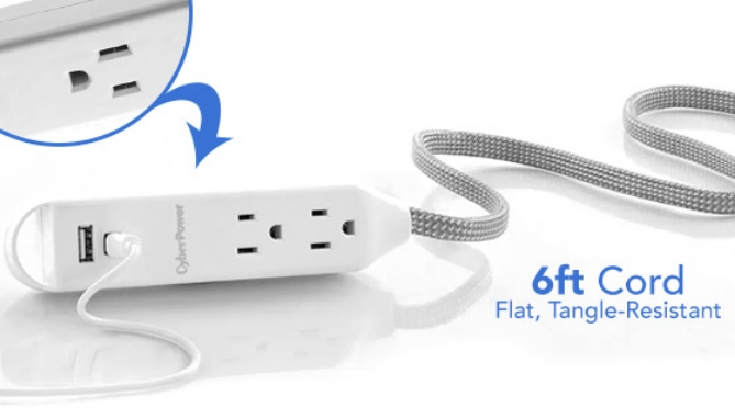Picture 2 of 6ft CyberPower 5-in-1 Surge Protector with USB and USB-C Port