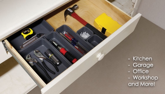 Keeping your drawers clean and clutter-free has never been any easier!<br /><br />

Organize and customize your kitchen drawer, countertop, bathroom drawer, or workspace with the 8 piece Modular Drawer Divider set.