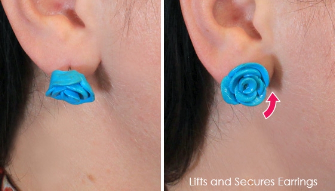 The As Seen On TV MagicBax securely fasten and properly support your earrings and are perfect for bad piercings, stretched lobes or heavy earrings.