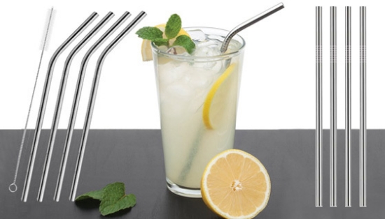 Enjoy your next beverage with these slick stainless steel straws. They're a more eco-friendly alternative to plastic drinking straws that liter and harm our eco-systems. These straws are completely reusable, washable, and look very cool!