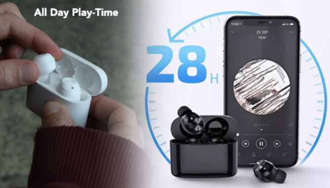 The Letscom T23 True Wireless Earbuds is your best option for great sound on a budget. They work great with any audio because they have auto audio equalization to best adjust to what you're listening to. Music sounds rich and full with rich bass, mids, and treble, audiobooks sound crisp and clear, and movies sound rich and fully surround you.