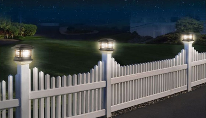 Light up your yard and the night with a few of these handsome, no-maintenance <strong>Post and Landscape Solar Lights</strong>. If you have a front fence, back fence, garden fence or deck fence with square posts, these solar landscape lights will make a charming and hassle-free lighting option.
