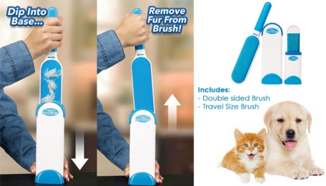 The Fur Wizard combines effectiveness of a standard lint brush with the convenience of a self-cleaning base!