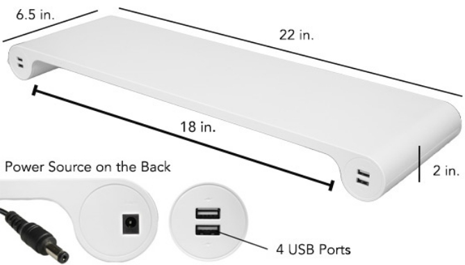 Picture 2 of Quirky Space Bar: Monitor Stand with Charging USB Ports