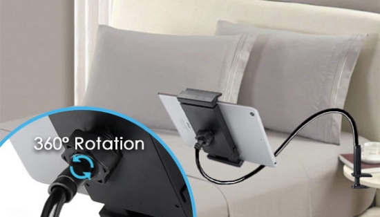 Securely grip your smartphone or tablet onto thick counters, tables, headboards, desks, shelves and more with this Universal Adjustable Stand. It has never been easier to multitask while you enjoy all of your favorite media completely hands-free!