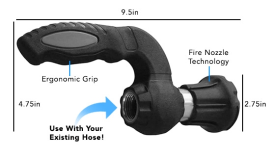 The Mighty Blaster is the popular as seen on TV nozzle that can go from a fine mist to an explosion of water power just like a firemen's hose nozzle. Just twist the nozzle to control the flow.