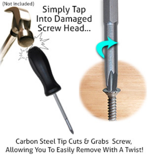 Everybody knows the frustration of removing stripped screws and bolts. With the Tap n Turn, you can finally get rid of that headache. Turns damaged or rusty screws that normal drivers can't.