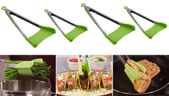 The Clever Tongs utensil is a highly versatile set of tongs that can be used to pick up a variety of foods.