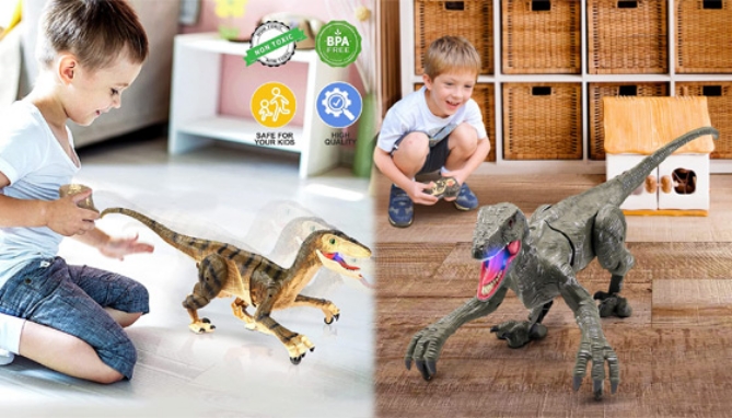 Walking RC Velociraptor Dinosaur with Sound and Light