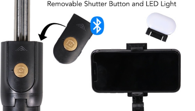 Polaroid Bluetooth Selfie Stick Tripod with LED Light