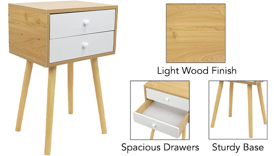 Set of 2 Side Tables (2 Drawers) - Great for Bedrooms, Family Rooms and ...