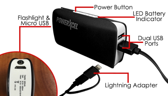 Picture 2 of 5200mAh Power Bank with Dual Lightning/Micro USB Cable