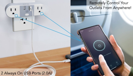 Smart Wifi Dual Outlet Plug With USBs