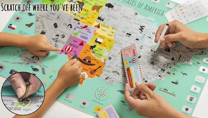 Scratch-Off U.S. Map Kit