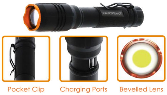 Picture 2 of Farpoint 1500LM Rechargeable Flashlight and Power Bank