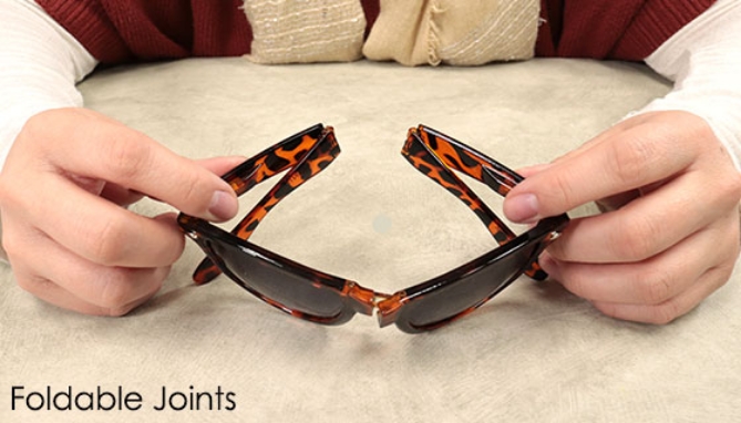 Picture 3 of Foldable Tortoise Shell Sunglasses with Travel Case