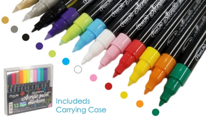 Picture 3 of Multi-Surface Acrylic Paint Markers - Set of 12