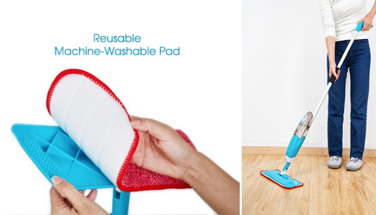 Want to get your floors cleaner than ever before? Then try out this Spray Mop that features a reusable Micro Fiber mop head.