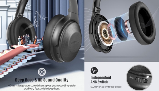 Premium Leatherette Active Noise Canceling Headphones
