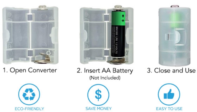 Popular Mechanics Set of 4 Battery Converters: Turns AA into C and D