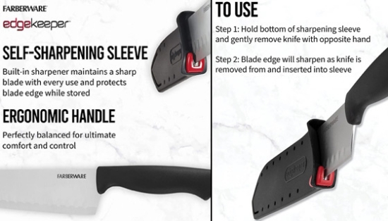 Farberware Edgekeeper Santoku Kitchen Knife with Built-in Sharpener