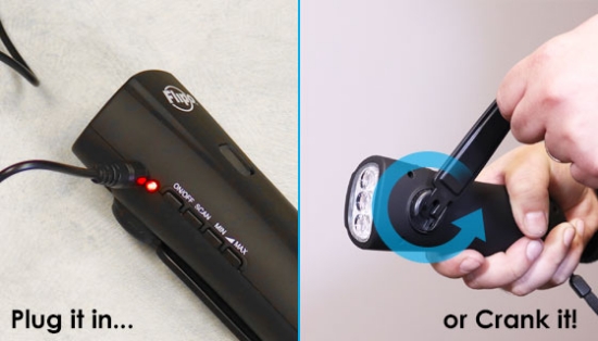 The NEW Dynamo Hand-Crank Flashlight with Radio and Power Bank is a must for every home, office, car, boat and RV.