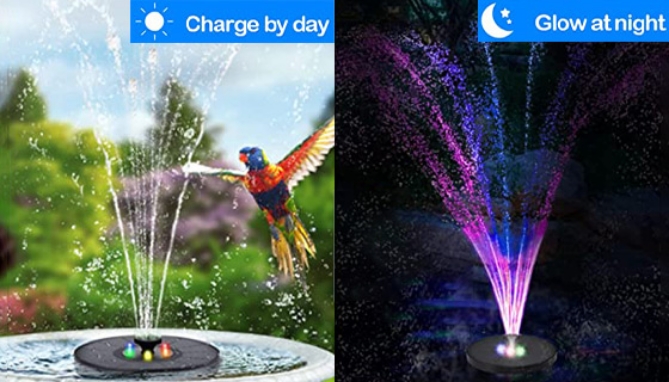 Deluxe Solar-Powered Water Fountain with Color Changing LEDs