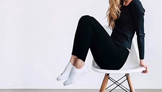Picture 2 of Black Fleece-lined Leggings for a Warm Cozy Slimming Fit