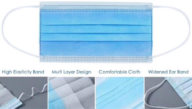 Picture 3 of 3-Layer Non-Medical (Disposable) Face Masks, 50 Count