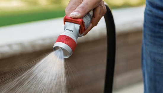 The Gilmour Pro Hose Nozzle is the perfect tool to have on hand for when you need to water your lawn, garden or even wash your car.