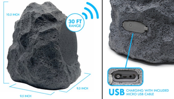 The Natural Rock Outdoor Wireless Speaker gives you powerful and dynamic sound that will fill your backyard or outdoor area with all the party sounds you need.