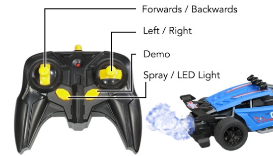 Spray Racer: RC Car with Special Effects and LED Lights