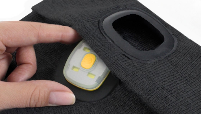 Picture 3 of Black USB Rechargeable LED Beanie: 200 Lumens