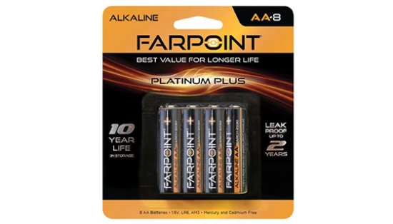 Farpoint Alkaline Premium Plus AA Batteries - 8-Pack