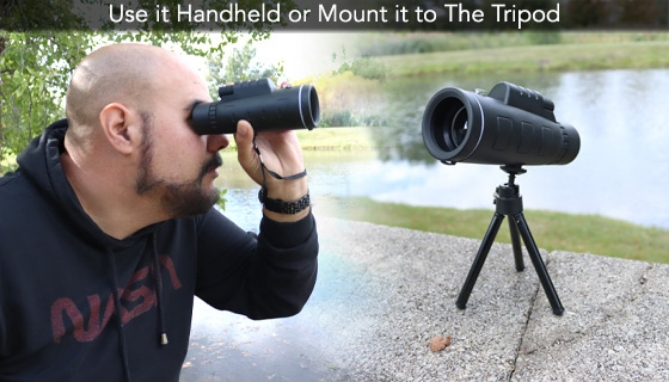 Portable Monocular Telescope with Tripod and Smartphone Clip