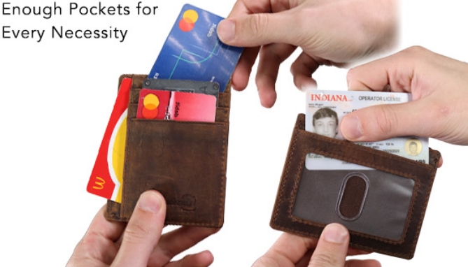 Picture 2 of Vintage Slim Credit Card Wallet with Built-In RFID Protection