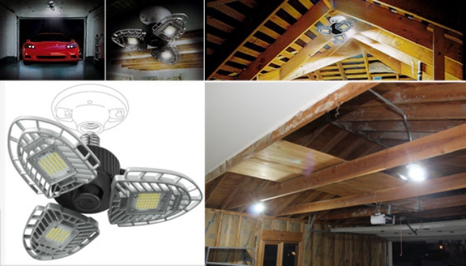 Ultra-Bright Triple Panel Garage and Ceiling Light: 6000 Lumens