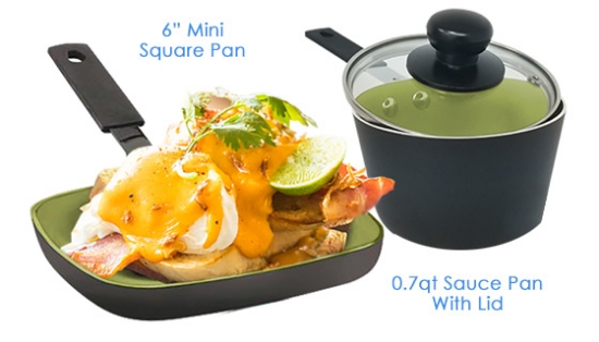 Perfect for single people, people with small kitchen space or anyone wanting to practice portion control this set has everything you need to cook food and more.