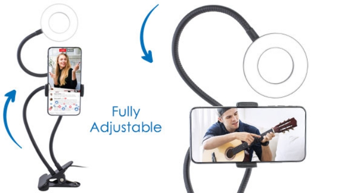 Picture 7 of Live Streaming/Picture Taking Ring Light Kit w/ Gooseneck Mount