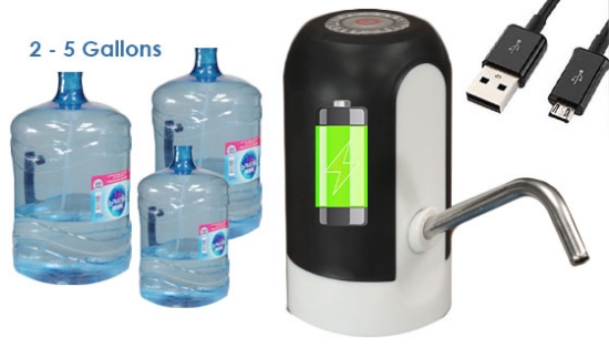 The Automatic Water Pump Dispenser is a USB rechargeable pump that attaches to the neck of a water jug and dispenses the water with the push of a button.