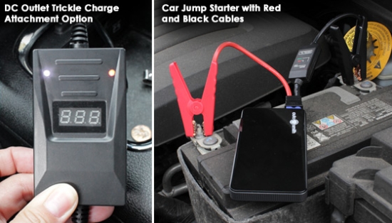 This battery backup comes with two options for starting a dead car battery. Plug in the jumper cables for a quick boost directly to your car's battery without the need of another vehicle, or trickle charge it with the DC plug attachment.