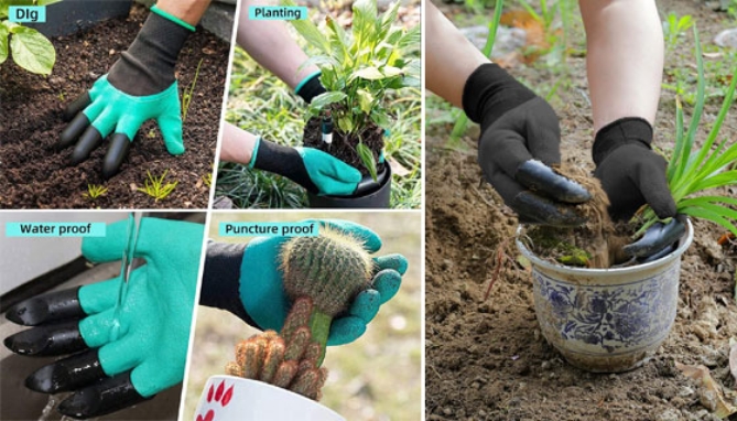 3-Pack of Assorted Gardening Gloves with Claws - Waterproof and Puncture Resistant