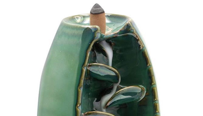 Picture 4 of Ceramic Waterfall Cascading Incense Fountain Set