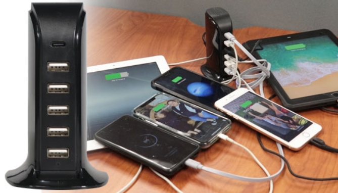 Picture 4 of Six-Port USB Charger With USB-C Port Charge Devices Up To 20X Faster